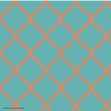 Arabesque coral and teal 20x20