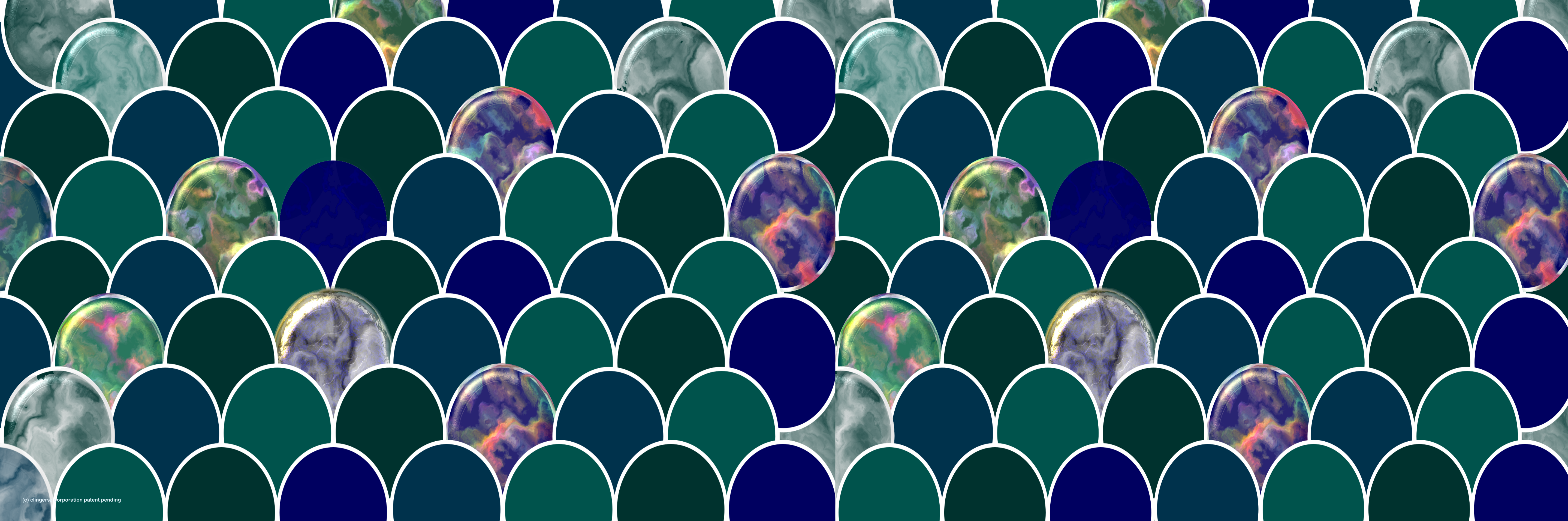 Fan Tiles - Blues